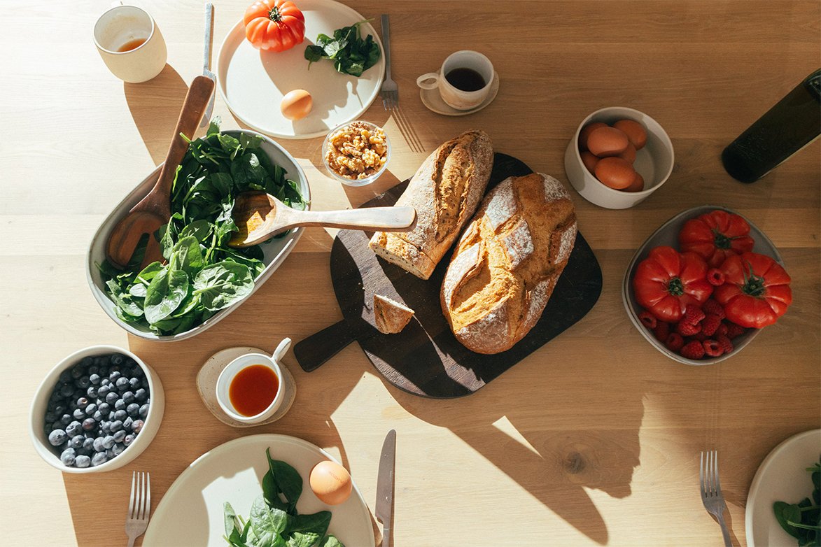 Healthy food on table